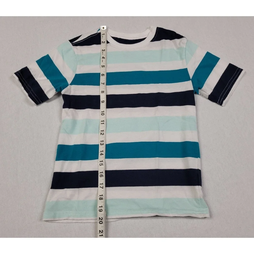 Wonder Nation Boy's Striped Short Sleeve Navy, Light Blue, Blue T-Shirt Size M/8